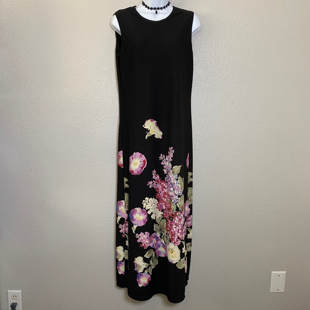 Vintage 90s Grunge Dark Feminine Fairy Whimsigoth Romantic‎ Floral Maxi Dress S